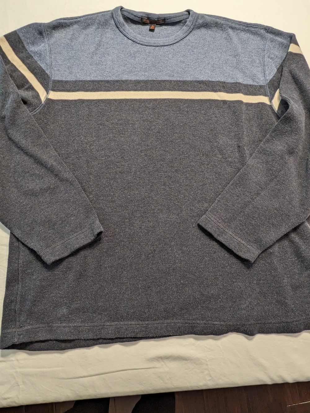 Banana Republic Two-Tone Blue Crewneck Sweater with Cream Stripe